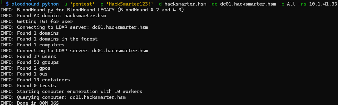 bloodhound-python querying the domain controller over LDAP