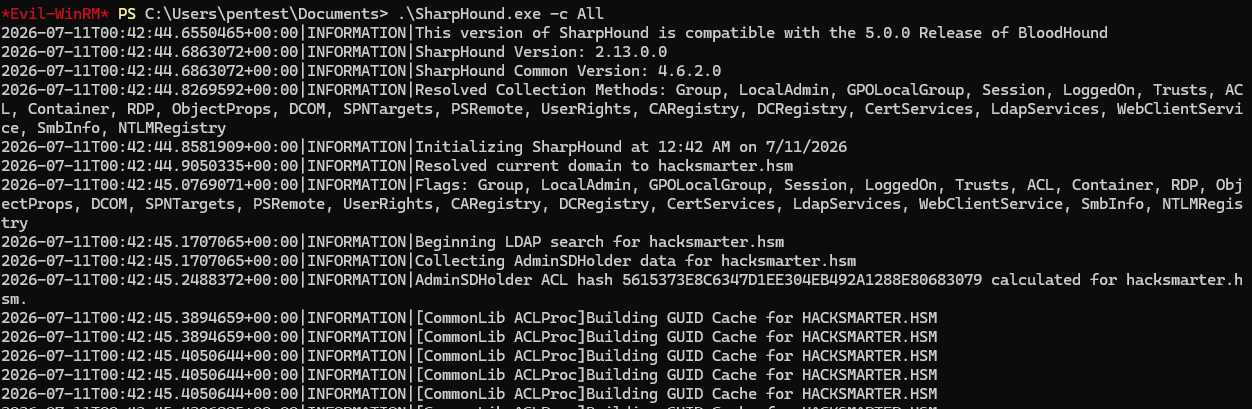 Running SharpHound with the All collection method