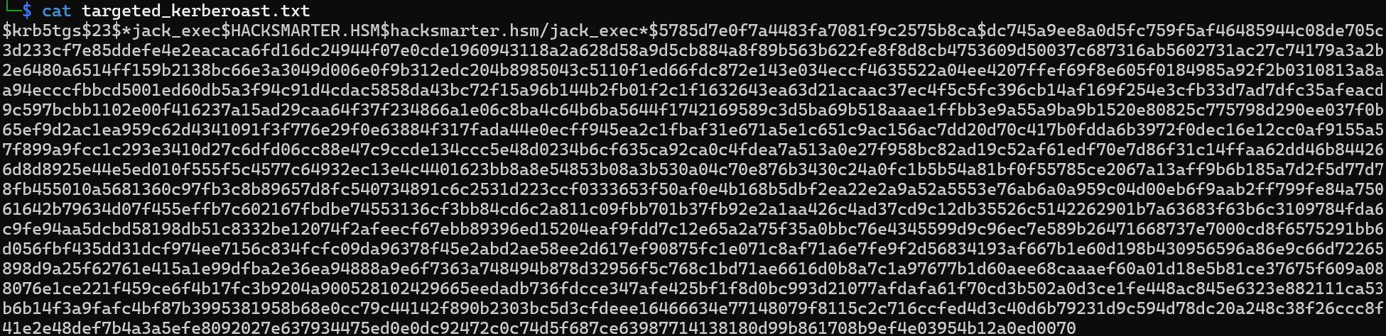 The targeted_kerberoast.txt file holding the jack_exec hash