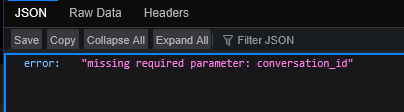 The messages action asking for a conversation_id parameter